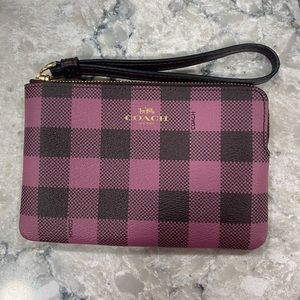 Coach Pink and Black Checkered Wristlet